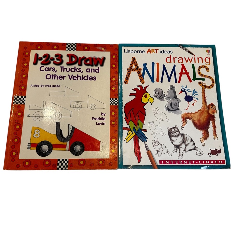 Learn to Draw Cars Trucks & Animals Kids Children’s Art Books Set of 2 Rainy Day
